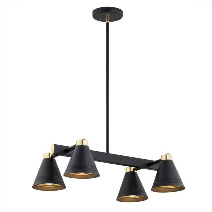 Argon 1774 - Lampadario su palo AVALONE 4xE27/15W/230V nero/oro