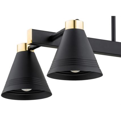 Argon 1774 - Lampadario su palo AVALONE 4xE27/15W/230V nero/oro