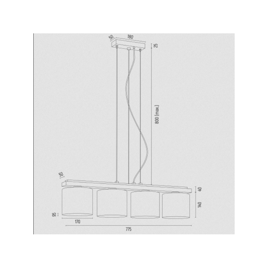 Argon 1814 - Lampadario a sospensione con filo CANOA 4xE27/15W/230V nero