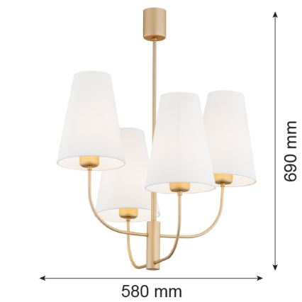 Argon 1821 - Lampadario a sospensione con supporto rigido SAFIANO 4xE27/15W/230V oro