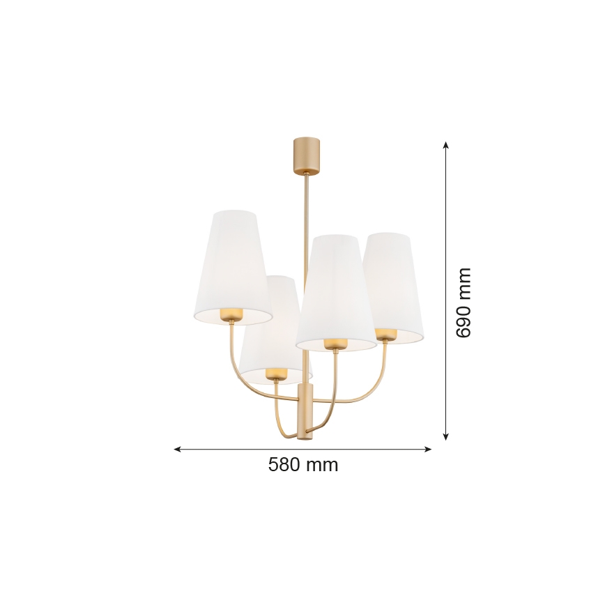 Argon 1821 - Lampadario a sospensione con supporto rigido SAFIANO 4xE27/15W/230V oro