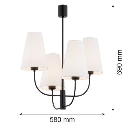 Argon 1822 - Lampadario a sospensione con supporto rigido SAFIANO 4xE27/15W/230V nero