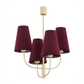 Argon 1827 - Lampadario a sospensione con supporto rigido SAFIANO 4xE27/15W/230V burgundy