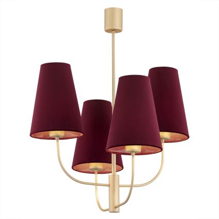 Argon 1827 - Lampadario a sospensione con supporto rigido SAFIANO 4xE27/15W/230V burgundy