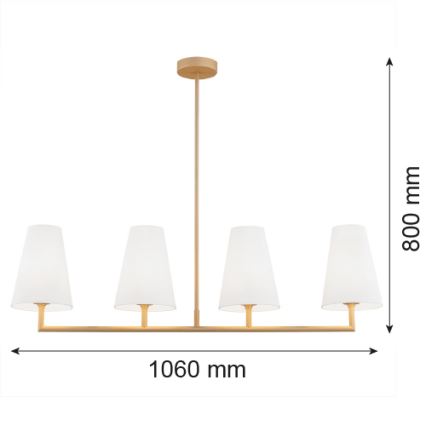 Argon 1828 - Lampadario a sospensione con supporto rigido SAFIANO 4xE27/15W/230V oro