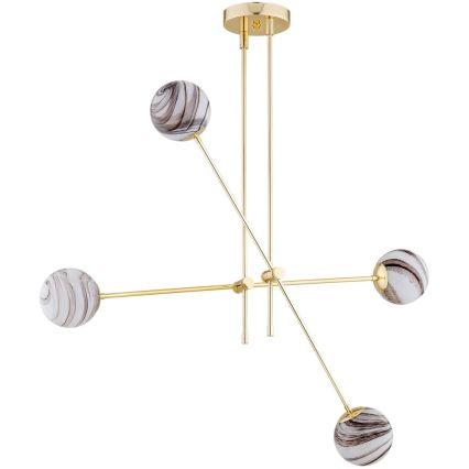 Argon 1840 - Lampadario a sospensione con supporto rigido ABSOS 4xE14/7W/230V alabastro oro