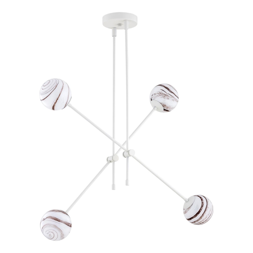 Argon 1841 - Lampadario a sospensione con supporto rigido ABSOS 4xE14/7W/230V alabastro bianco