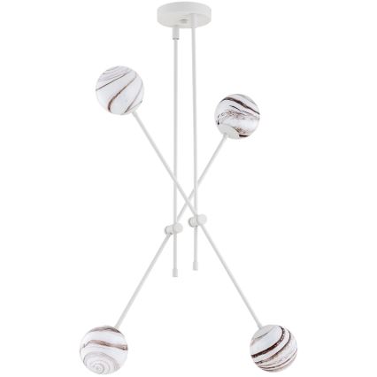 Argon 1841 - Lampadario a sospensione con supporto rigido ABSOS 4xE14/7W/230V alabastro bianco