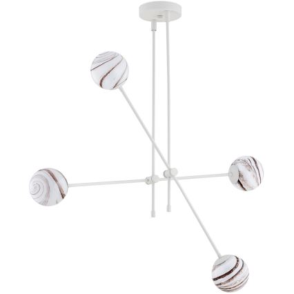 Argon 1841 - Lampadario a sospensione con supporto rigido ABSOS 4xE14/7W/230V alabastro bianco