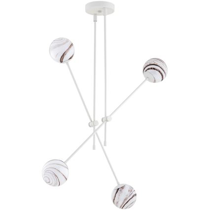 Argon 1841 - Lampadario a sospensione con supporto rigido ABSOS 4xE14/7W/230V alabastro bianco