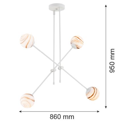 Argon 1841 - Lampadario a sospensione con supporto rigido ABSOS 4xE14/7W/230V alabastro bianco