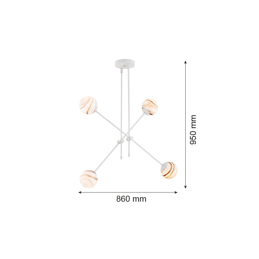 Argon 1841 - Lampadario a sospensione con supporto rigido ABSOS 4xE14/7W/230V alabastro bianco