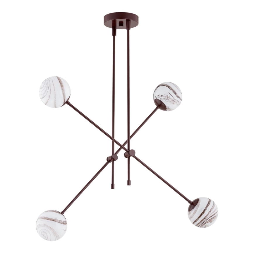 Argon 1842 - Lampadario a sospensione con supporto rigido ABSOS 4xE14/7W/230V alabastro marrone