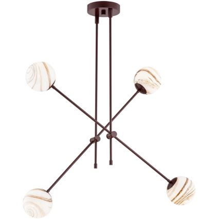 Argon 1842 - Lampadario a sospensione con supporto rigido ABSOS 4xE14/7W/230V alabastro marrone