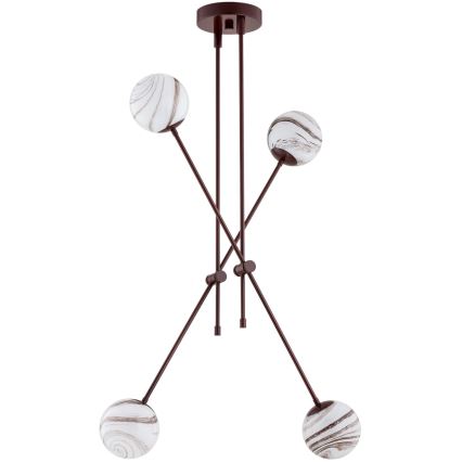 Argon 1842 - Lampadario a sospensione con supporto rigido ABSOS 4xE14/7W/230V alabastro marrone