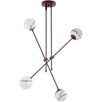 Argon 1842 - Lampadario a sospensione con supporto rigido ABSOS 4xE14/7W/230V alabastro marrone