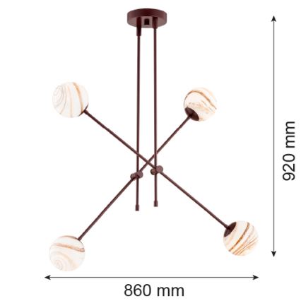 Argon 1842 - Lampadario a sospensione con supporto rigido ABSOS 4xE14/7W/230V alabastro marrone