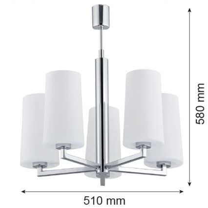 Argon 2053 - Lampadario on a pole CAMELOT 5xE27/15W/230V cromo lucido