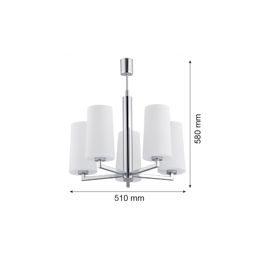 Argon 2053 - Lampadario on a pole CAMELOT 5xE27/15W/230V cromo lucido