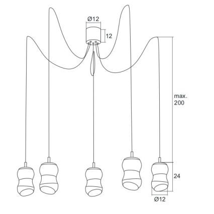 Argon 2073 - Lampadario LED a sospensione con filo GARDA 5xLED/5W/230V