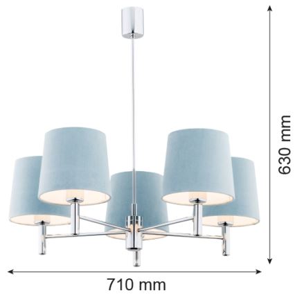 Argon 2076 - Lampadario a sospensione con supporto rigido BOLZANO 5xE27/15W/230V grigio