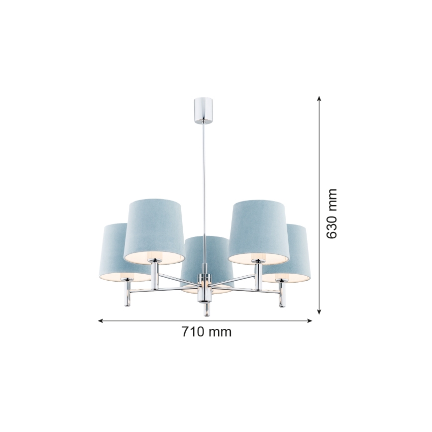 Argon 2076 - Lampadario a sospensione con supporto rigido BOLZANO 5xE27/15W/230V grigio