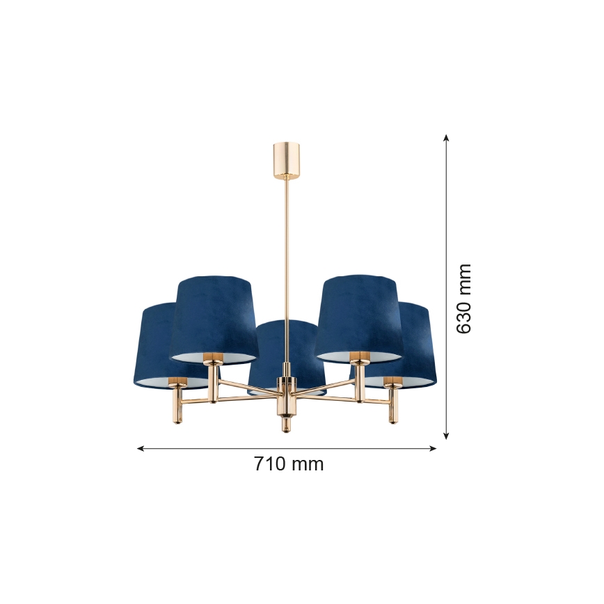 Argon 2086 - Lampadario su palo PONTE 5xE27/15W/230V blu/ottone