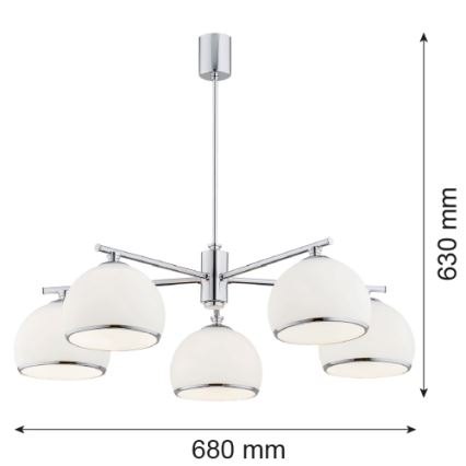 Argon 2087 - Lampadario a sospensione con supporto rigido MARBELLA 5xE27/15W/230V cromo lucido
