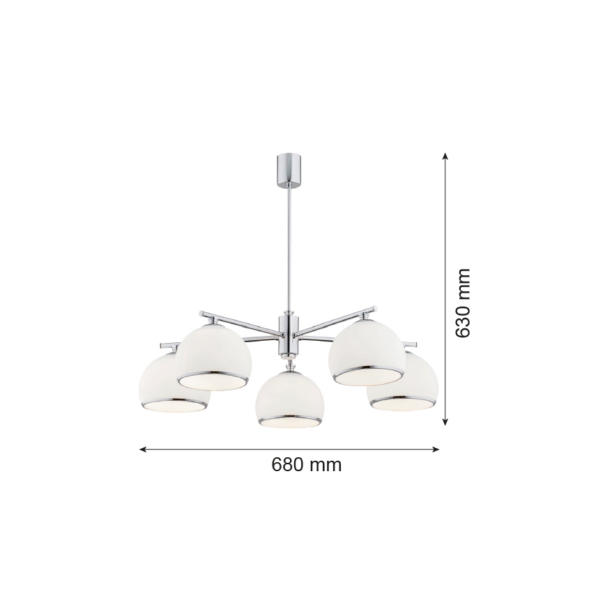 Argon 2087 - Lampadario a sospensione con supporto rigido MARBELLA 5xE27/15W/230V cromo lucido