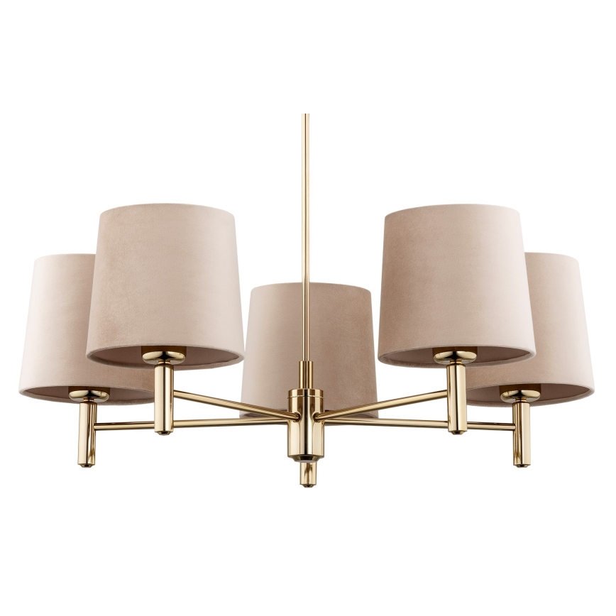 Argon 2105 - Lampadario su palo PONTE 5xE27/15W/230V ottone/beige