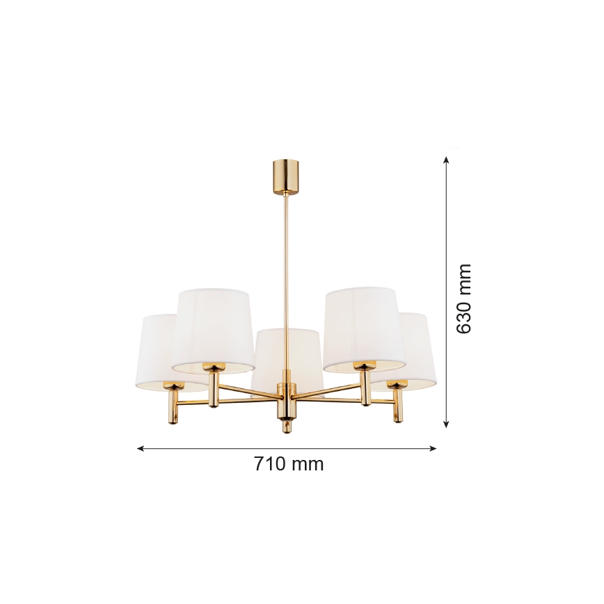 Argon 2106 - Lampadario su palo PONTE 5xE27/15W/230V ottone/crema