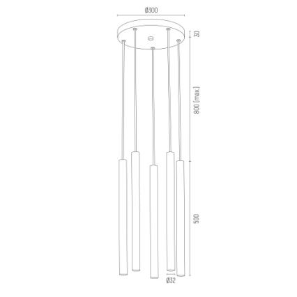 Argon 2109 - Lampadario LED su filo SICILIA 5xLED/4,5W/230V