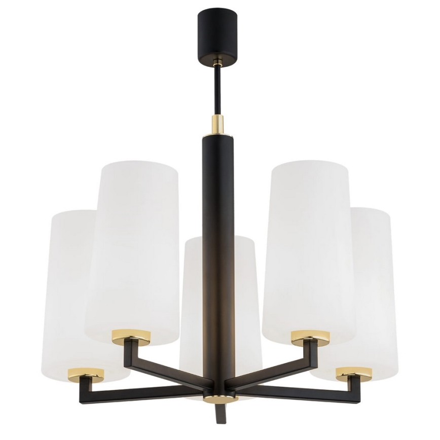 Argon 2114 - Lampadario su palo CAMELOT PLUS 5xE27/15W/230V nero/bianco/oro
