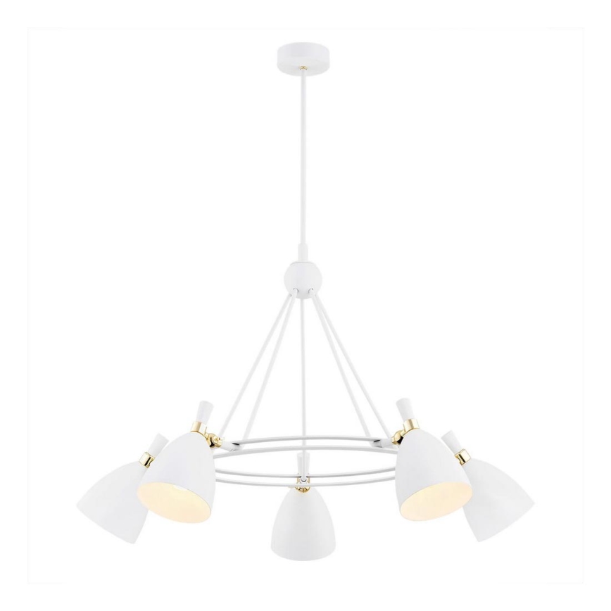 Argon 2117 - Lampadario su palo CHARLOTTE 5xE27/15W/230V bianco/oro