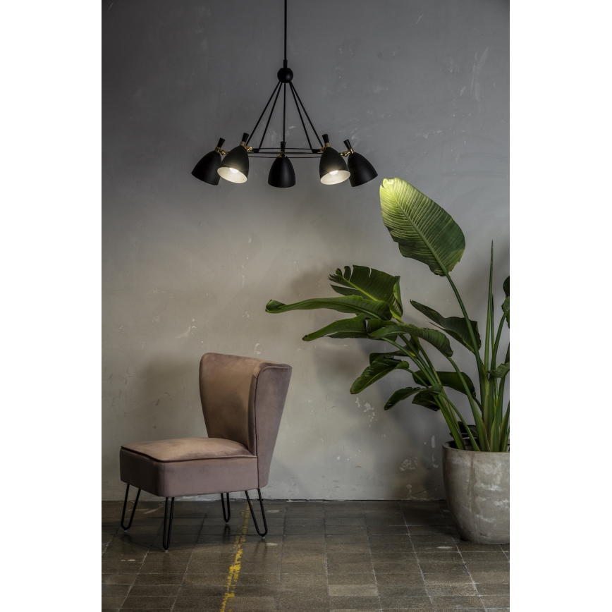 Argon 2117 - Lampadario su palo CHARLOTTE 5xE27/15W/230V bianco/oro