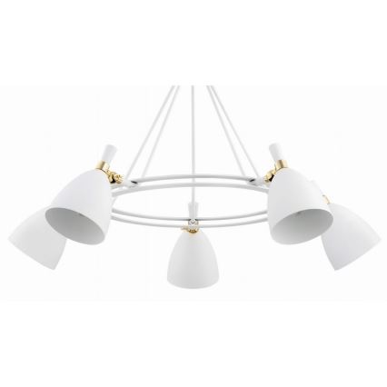 Argon 2117 - Lampadario su palo CHARLOTTE 5xE27/15W/230V bianco/oro