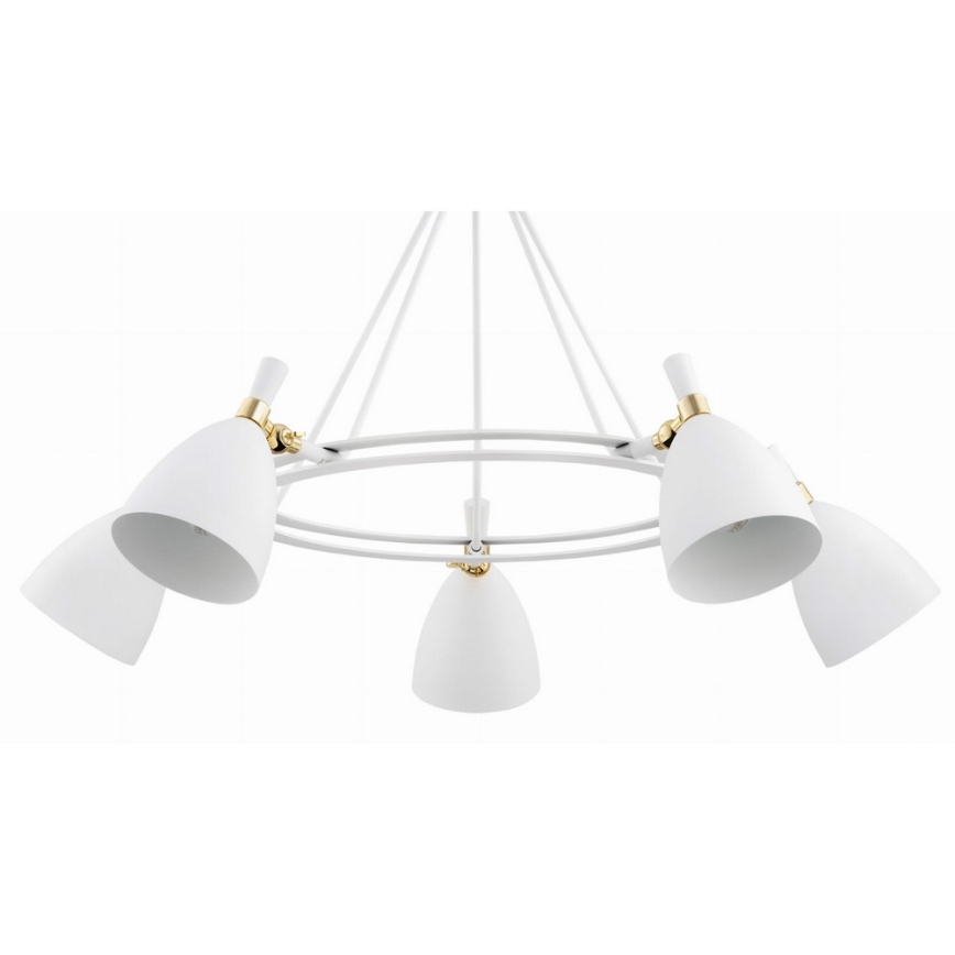 Argon 2117 - Lampadario su palo CHARLOTTE 5xE27/15W/230V bianco/oro