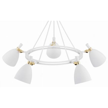 Argon 2117 - Lampadario su palo CHARLOTTE 5xE27/15W/230V bianco/oro