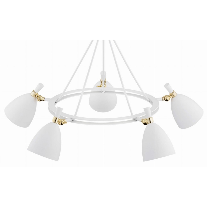 Argon 2117 - Lampadario su palo CHARLOTTE 5xE27/15W/230V bianco/oro