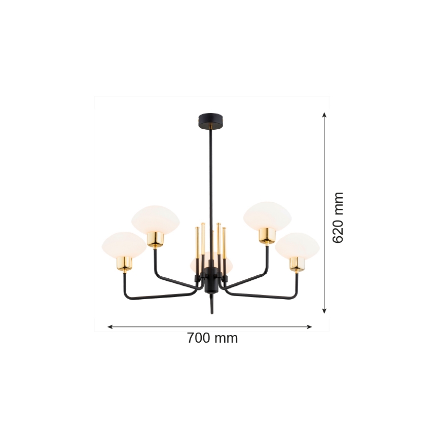 Argon 2128 - Lampadario a stelo RAVELLO 5xE14/15W/230V nero/oro