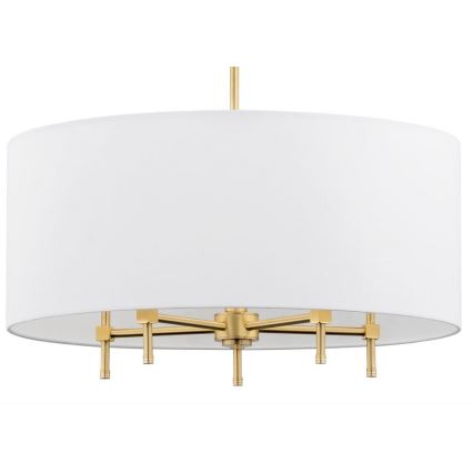 Argon 2132 - Lampadario a sospensione con filo ABBANO 5xE14/7W/230V ottone/bianco