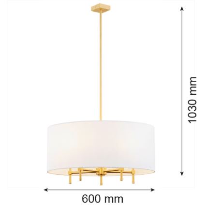 Argon 2132 - Lampadario a sospensione con filo ABBANO 5xE14/7W/230V ottone/bianco