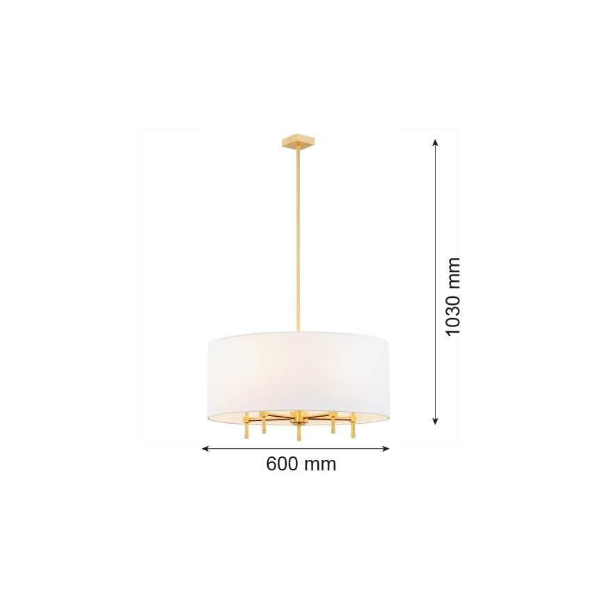 Argon 2132 - Lampadario a sospensione con filo ABBANO 5xE14/7W/230V ottone/bianco