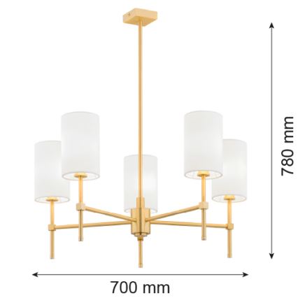 Argon 2134 - Lampadario su palo ABRUZZO 5xE14/15W/230V ottone/bianco