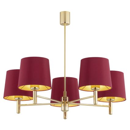 Argon 2169 - Lampadario a sospensione con supporto rigido PONTE PLUS 5xE27/15W/230V rosso