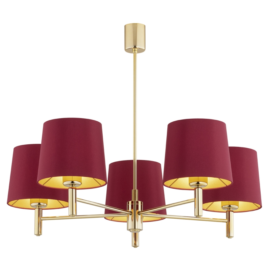Argon 2169 - Lampadario a sospensione con supporto rigido PONTE PLUS 5xE27/15W/230V rosso