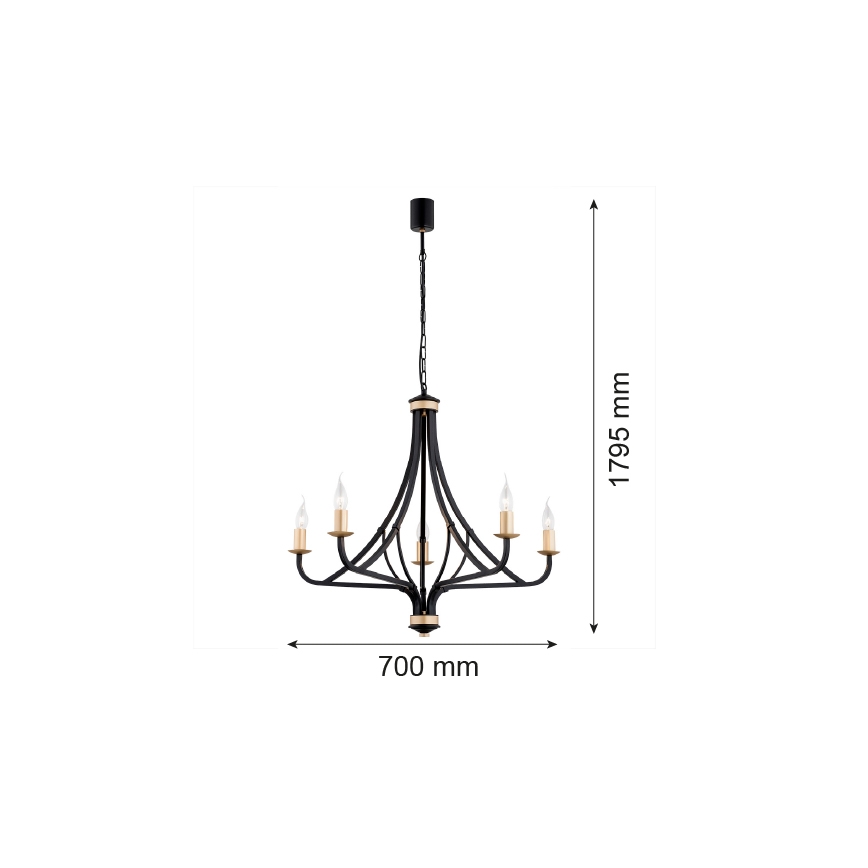 Argon 2171 - Lampadario a sospensione con catena LORENZO 5xE14/7W/230V
