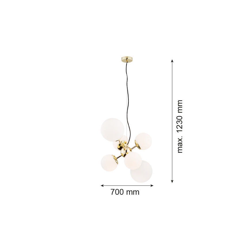 Argon 2532 - Lampadario a sospensione con filo SATELITE 6xE27/15W/230V oro