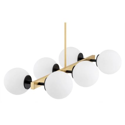 Argon 2549 - Lampadario su palo FREEMONT 6xE27/15W/230V oro/bianco/nero