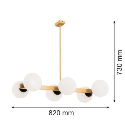 Argon 2549 - Lampadario su palo FREEMONT 6xE27/15W/230V oro/bianco/nero